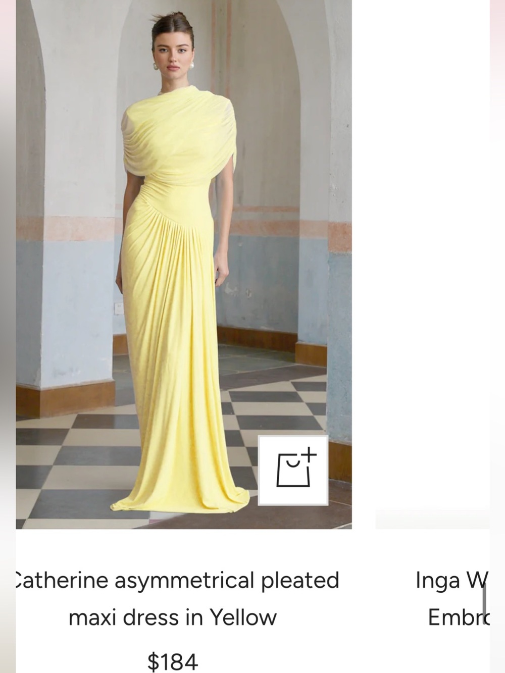 Catherine Asymmetrical Pleated Maxi Dress in Yellow in size large by miss rosier